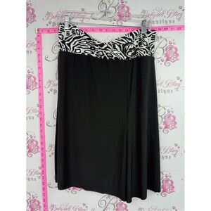 Y2K skirt zebra Black A-Line Skirt with Black & White Animal Print Waistband